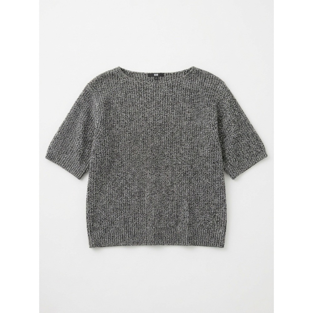 UNI QLO Women's Cotton Blend Knit Sweater Half Sleeve Sz S Square Fit